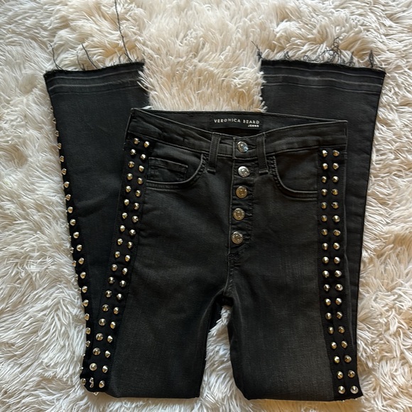 Veronica Beard Carolyn Black Studded Festival Rock Denim jeans women size 24 - Picture 5 of 8